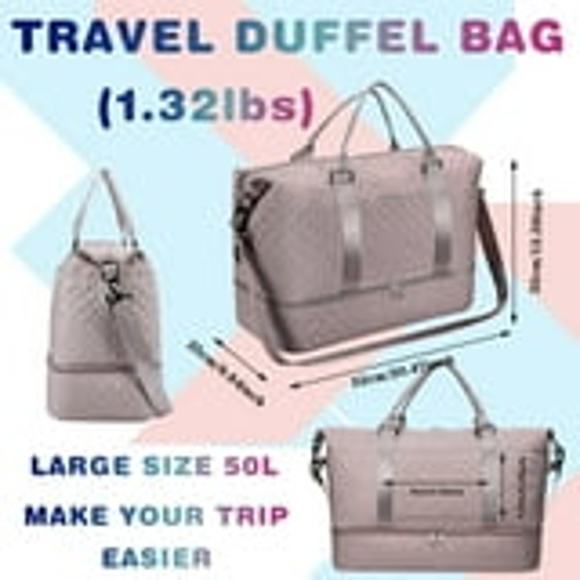 Large Weekender Gym Bag for Women with Toiletry, Shoe Compartment, Travel Duffel - Picture 6 of 7